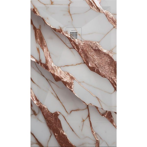 3D Marble Rose Gold cadita dus 90x100 cm, compozit, sifon inclus