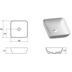 Ravak Uni 380 S Slim lavoar pe blat patrat 38x38 cm alb - imagine 5