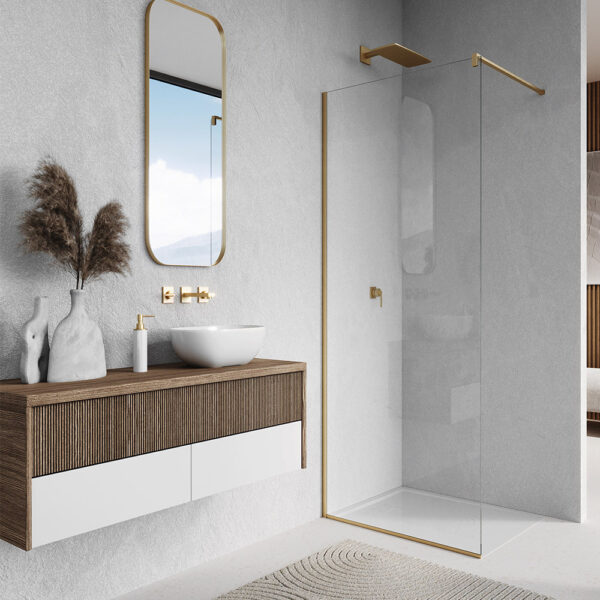 Sanswiss Walk-in Easy Gold Line paravan dus 70x200 cm sticla securizata de 8 mm, auriu periat