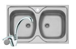 Set chiuveta inox CORE 2B LN si baterie SERENO crom