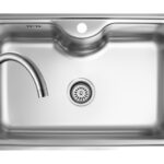 Set chiuveta inox INSET 1B 80x50 LN si baterie BELLO crom