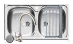 Set chiuveta inox E 78 2B LN, baterie BELLO crom si Roll Up