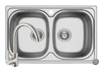 Set chiuveta inox AURORA 2B LN si baterie BELLO crom