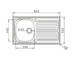 Set chiuveta inox AURORA 1B1D SM si ROLL UP - imagine 2
