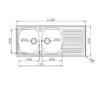 Set chiuveta inox AURORA 116 SM, baterie BELLO crom si Roll Up - imagine 2