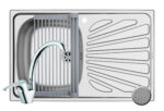 Set chiuveta inox Creta 1B1D ST LN, baterie SERENO crom si Roll Up
