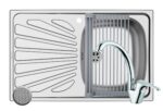 Set chiuveta inox Creta 1B1D DR LN, baterie SERENO crom si Roll Up