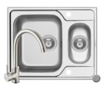 Set chiuveta inox FEDRA EXTRA 62 LN si baterie BELLO crom