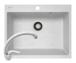 Set chiuveta soft compozit Square DUROTHEK 60 1B si baterie OSSIA White