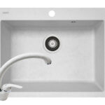 Set chiuveta soft compozit Square DUROTHEK 60 1B si baterie OSSIA White