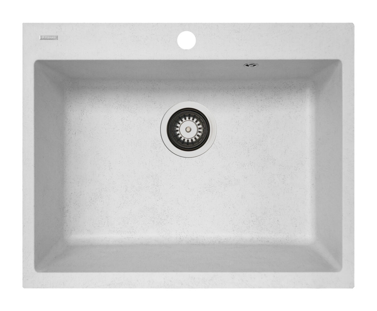 Set chiuveta soft compozit Square DUROTHEK 60 1B si baterie OSSIA White - imagine 2