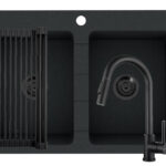 Set chiuveta Pyragranite SPARTA 2B, baterie IDEA Black si Roll Up