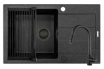 Set chiuveta Pyragranite SPARTA PLUS, baterie IDEA Black si Roll Up