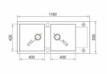 Chiuveta Pyragranite MIDO 116x50 2B1D Black - imagine 2