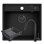 Set chiuveta Pyragranite CAMEA 53, baterie IDEA Black si Cos Extensibil
