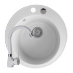 Set chiuveta granit ROUND 1B Ø49 & baterie BELLO White