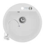 Set chiuveta granit MIDO Ø51 si baterie Eco Bello White