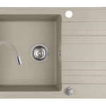 Set chiuveta granit NAXOS 1B1D 79x50 si baterie Eco Flessi Beige