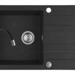 Set chiuveta granit NAXOS 1B1D 79x50 si baterie Eco Flessi Black