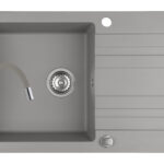 Set chiuveta granit NAXOS 1B1D 79x50 si baterie Eco Flessi Grey