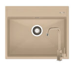 Set chiuveta granit ITHAKA 1B 61x51 si baterie ADELITA Dark Beige