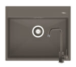 Set chiuveta granit ITHAKA 1B 61x51 si baterie ADELITA Iron Grey