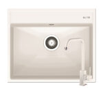 Set chiuveta granit ITHAKA 1B 61x51 si baterie ADELITA Snow