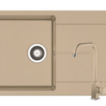 Set chiuveta granit ITHAKA 1B1D 79x50 si baterie ADELITA Drak Beige