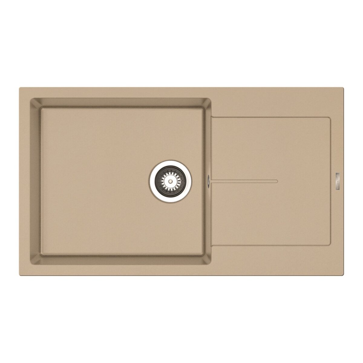 Set chiuveta granit ITHAKA PLUS 1B1D 86x50 si baterie VERISMO Dark Beige - imagine 2