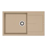 Set chiuveta granit ITHAKA PLUS 1B1D 86x50 si baterie VERISMO Dark Beige - imagine 2