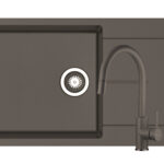 Set chiuveta granit ITHAKA PLUS 1B1D 86x50 si baterie VERISMO Iron Grey