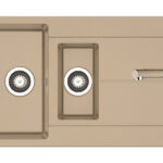 Set chiuveta granit ITHAKA 1 1/2B 1D 100x50 si baterie CAPRICCIO Drak Beige