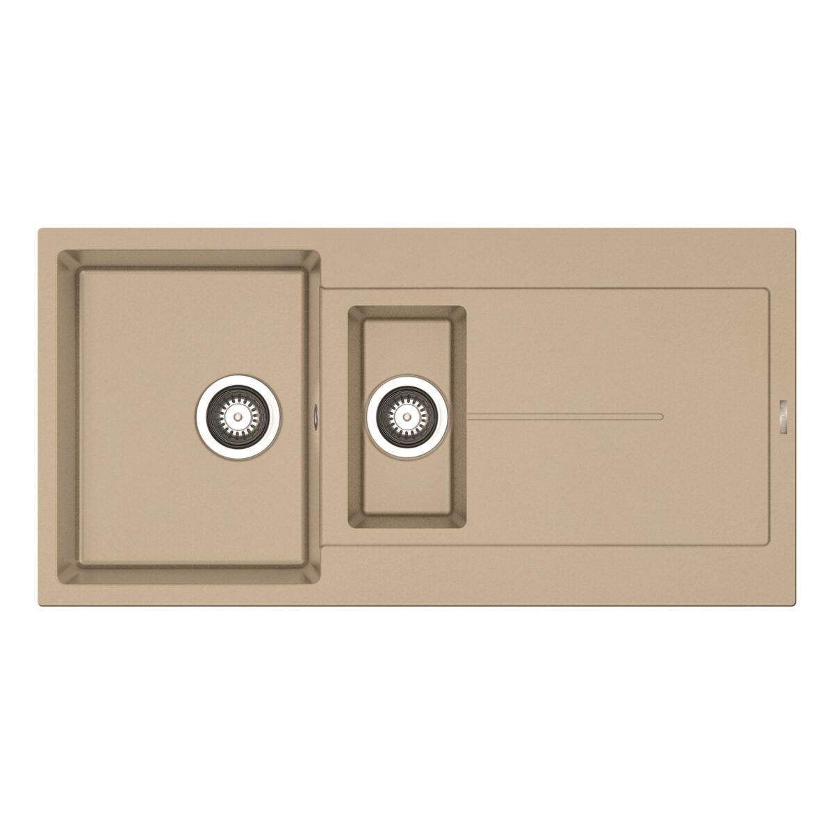 Set chiuveta granit ITHAKA 1 1/2B 1D 100x50 si baterie CAPRICCIO Drak Beige - imagine 2