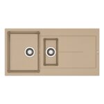Set chiuveta granit ITHAKA 1 1/2B 1D 100x50 si baterie CAPRICCIO Drak Beige - imagine 2
