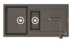 Set chiuveta granit ITHAKA 1 1/2B 1D 100x50 si baterie CAPRICCIO Iron Grey