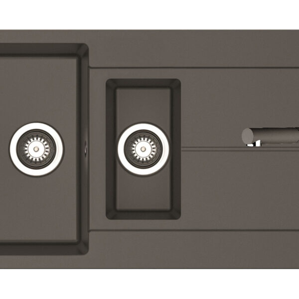 Set chiuveta granit ITHAKA 1 1/2B 1D 100x50 si baterie CAPRICCIO Iron Grey