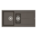 Set chiuveta granit ITHAKA 1 1/2B 1D 100x50 si baterie CAPRICCIO Iron Grey - imagine 2