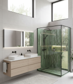 3D Marble Green Travertine cadita dus 90x190 cm, compozit, sifon inclus - imagine 3
