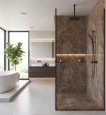 3D Marble Light Brown Oasis cadita dus 90x120 cm, compozit, sifon inclus - imagine 6