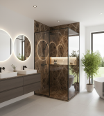 3D Marble Light Brown Oasis cadita dus 90x120 cm, compozit, sifon inclus - imagine 5