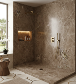 3D Marble Light Brown Oasis cadita dus 90x120 cm, compozit, sifon inclus - imagine 4