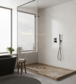3D Marble Light Brown Oasis cadita dus 90x120 cm, compozit, sifon inclus - imagine 2