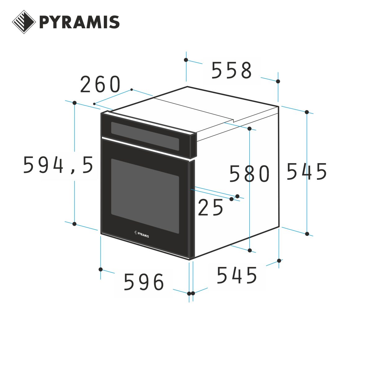 Cuptor electric Pyramis 60IN 4010 ND Black 3Glass - imagine 4