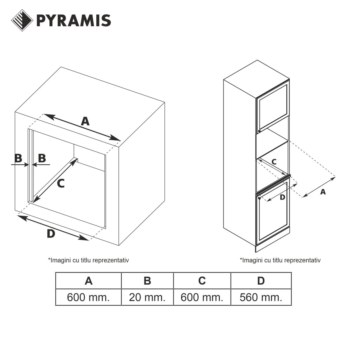Cuptor electric Pyramis 60IN 4020 ND Black 3Glass - imagine 3
