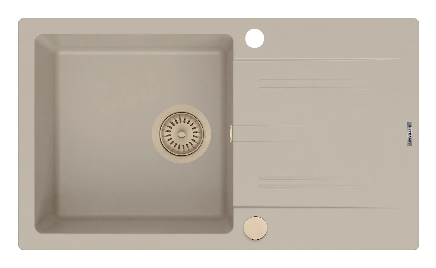 070260012VB_KARPATHOS-76x44-1B1D-BEIGE-0V Chiuveta Pyragranite KARPATHOS 76x44 1B1D Beige - imagine 1