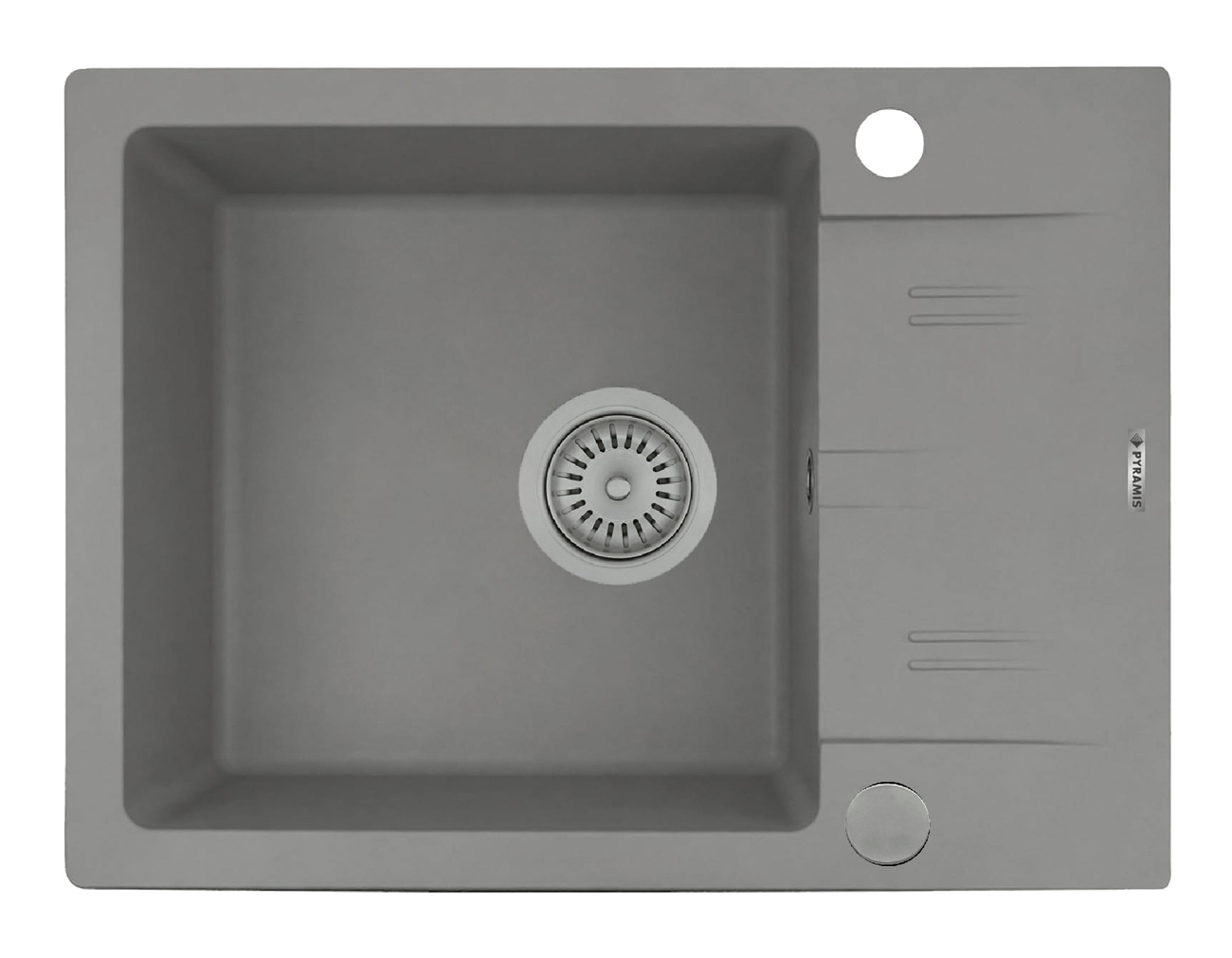 070261412VG_KARPATHOS-59x44-1B1D-GREY-0V Chiuveta Pyragranite KARPATHOS 59x44 1B1D Grey - imagine 1